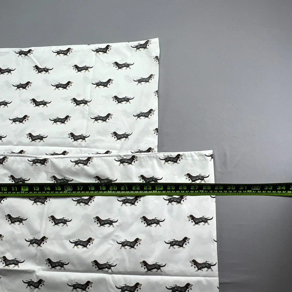 Set Of 2 Kensie Home Standard Pillow Sham White Dachshund Dogs Printed 20